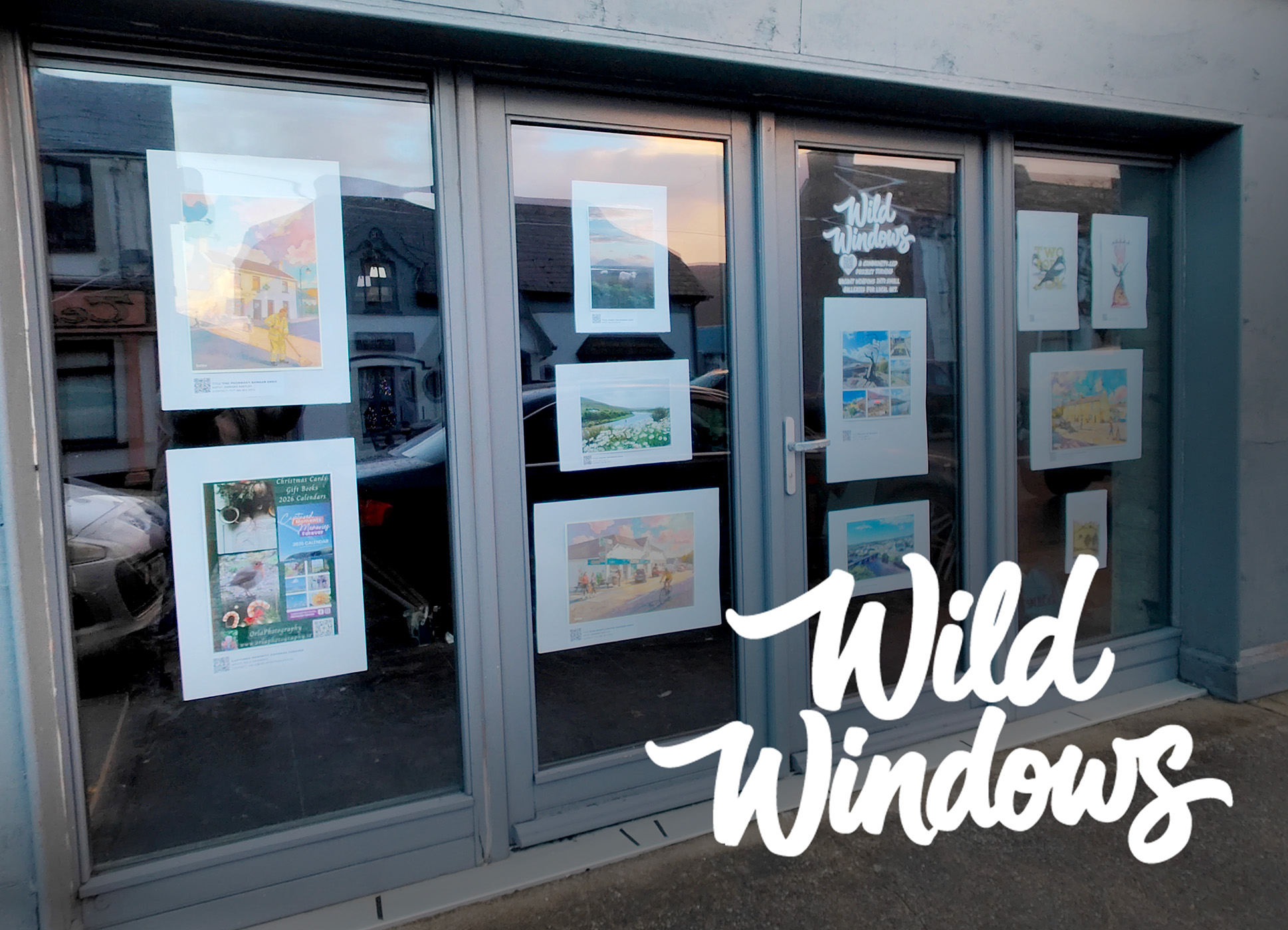 Wild Windows: artwork displayed in a shopfront window